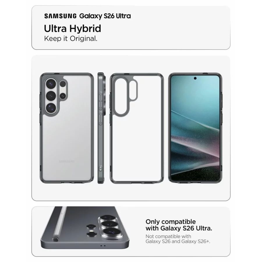 Etui Spigen Ultra Hybrid na Samsung Galaxy S26 Ultra - przezroczysto-czarne
