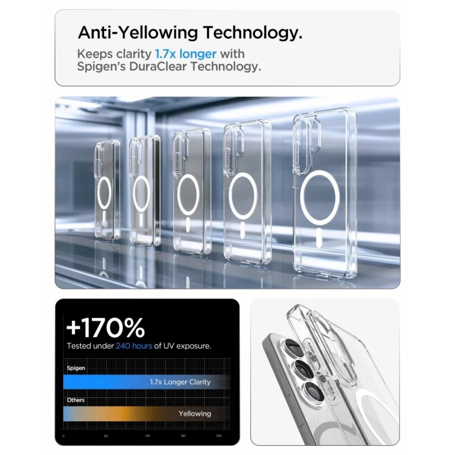 Etui Spigen Ultra Hybrid Mag MagSafe na Samsung Galaxy S26 Ultra - przezroczysto-białe