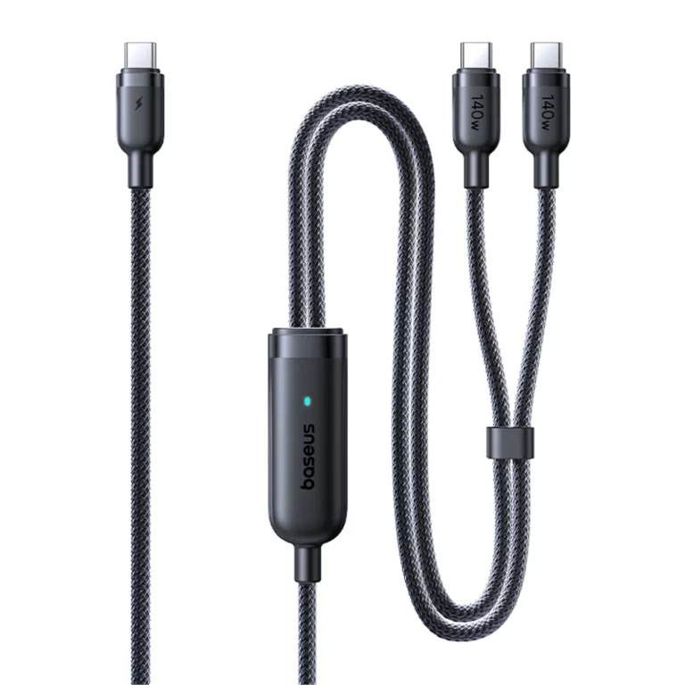 Kabel Baseus Flash 4 140W 2w1 USB-C do USB-C + USB-C 1.5 m - czarny