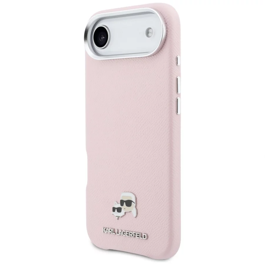 Etui Karl Lagerfeld Karl & Choupette Head Pins Saffiano MagSafe na iPhone Air - różowe
