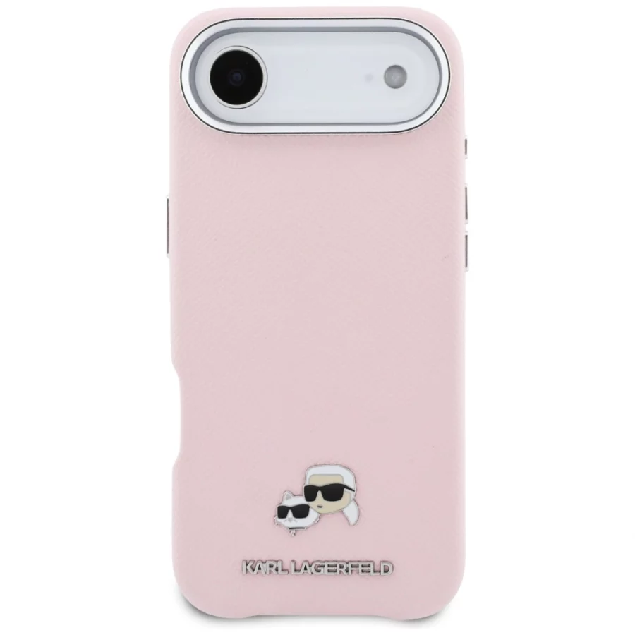 Etui Karl Lagerfeld Karl & Choupette Head Pins Saffiano MagSafe na iPhone Air - różowe