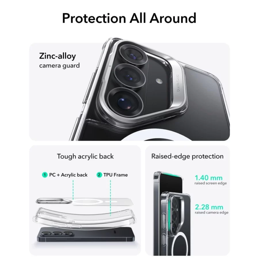 Etui ESR Classic Hybrid Kickstand MagSafe na Samsung Galaxy S26 - przezroczyste