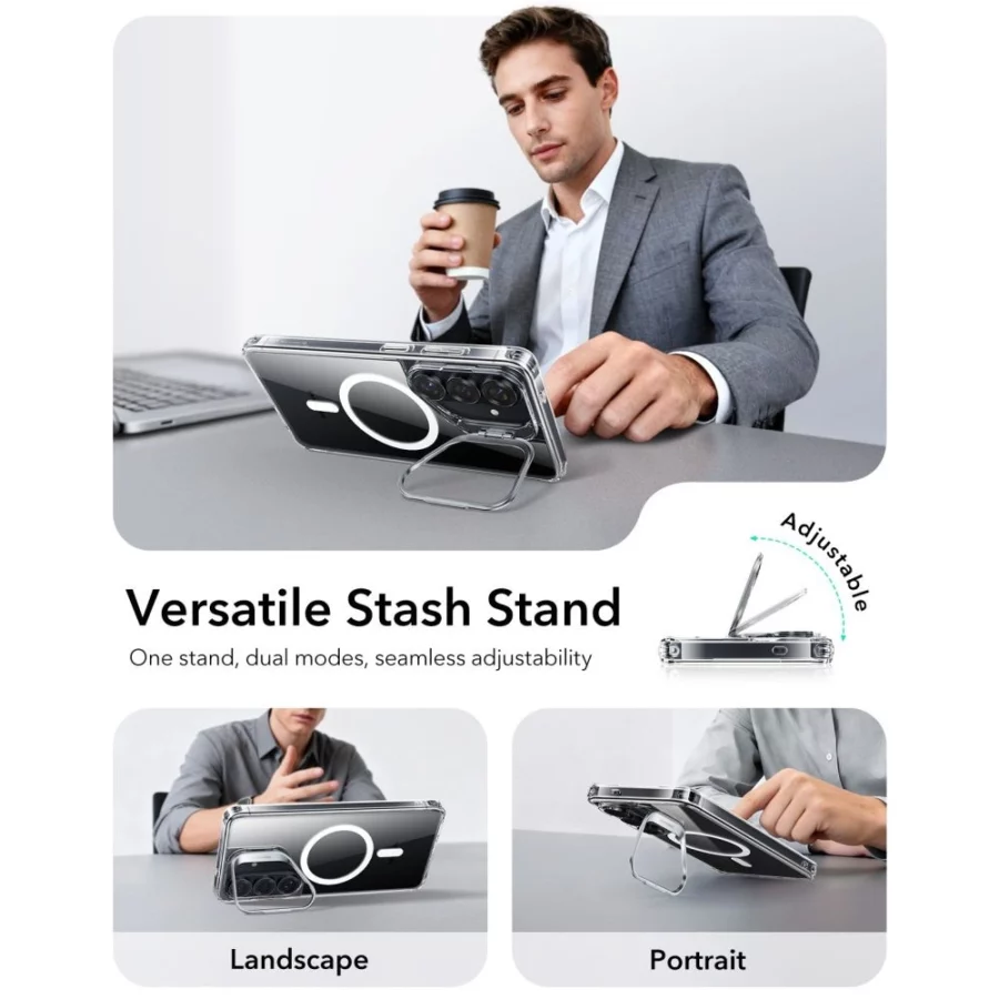 Etui ESR Classic Hybrid Kickstand MagSafe na Samsung Galaxy S26 - przezroczyste