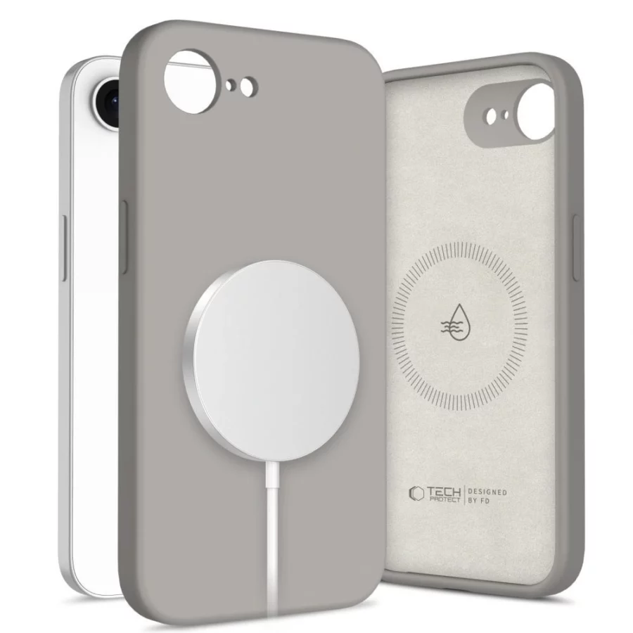 Etui Tech-Protect Silicone MagSafe na iPhone 16e / 17e - szare