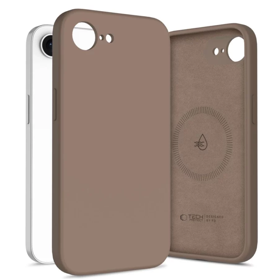 Etui Tech-Protect Silicone MagSafe na iPhone 16e / 17e - brązowe