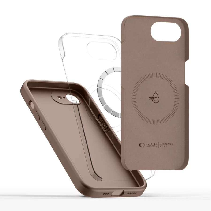 Etui Tech-Protect Silicone MagSafe na iPhone 16e / 17e - brązowe