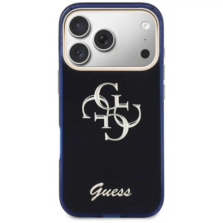 Etui Guess IML 4G Script Metal na iPhone 17 Pro Max - niebieskie