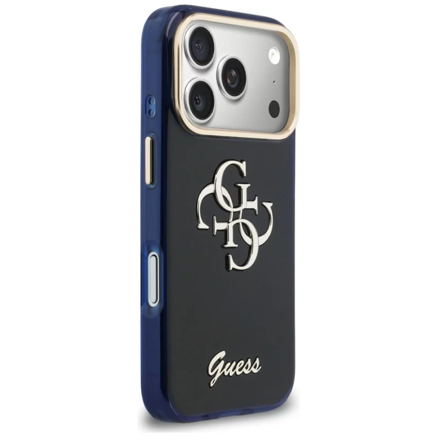 Etui Guess IML 4G Script Metal na iPhone 17 Pro Max - niebieskie