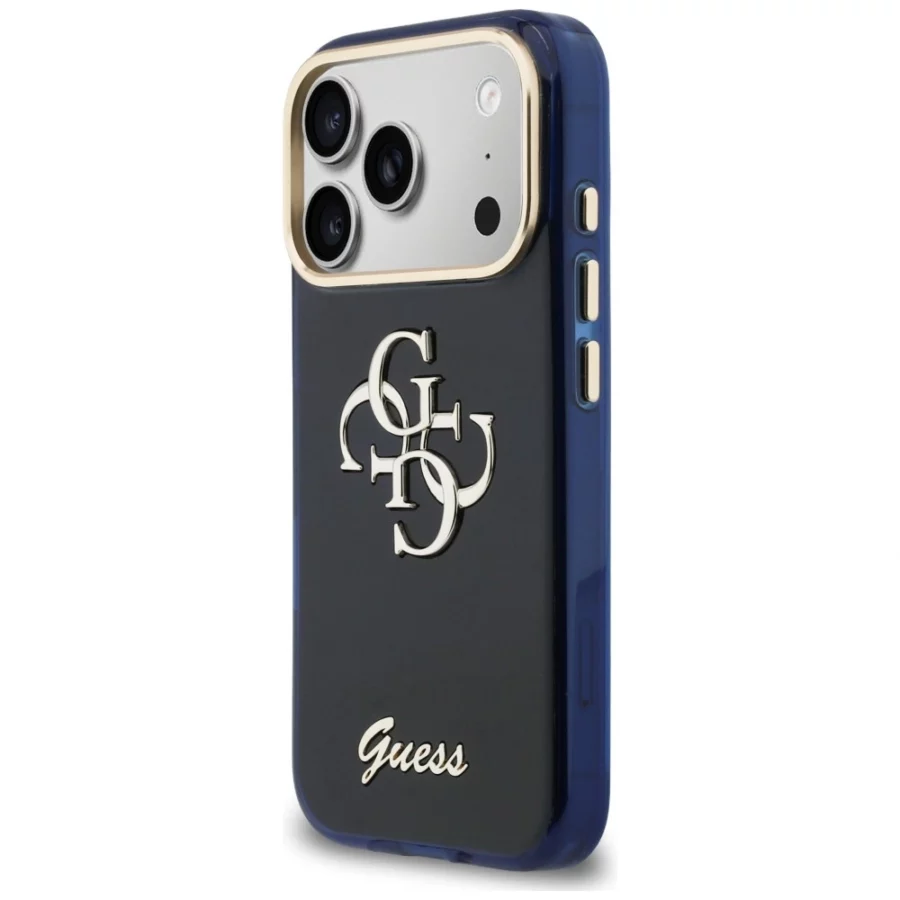 Etui Guess IML 4G Script Metal na iPhone 17 Pro - niebieskie