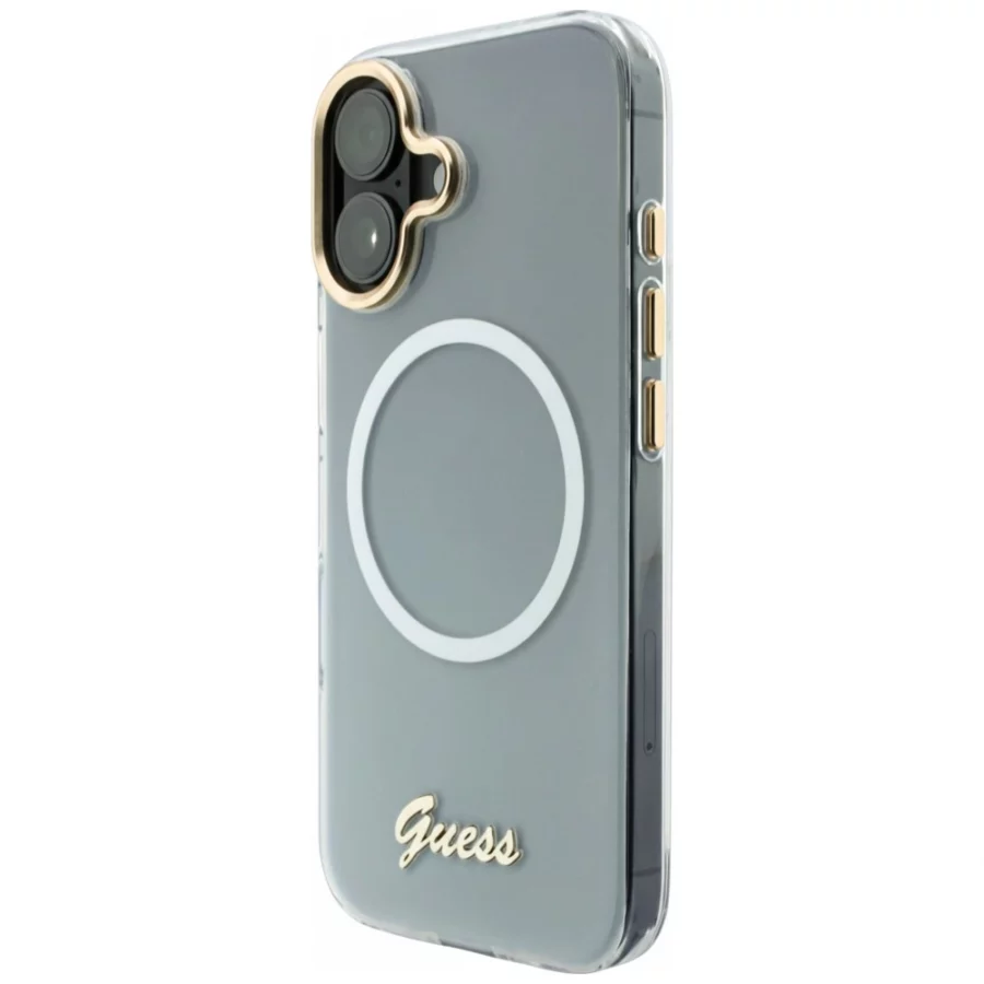 Etui Guess IML Gradient Script Metal MagSafe na iPhone 17 - białe
