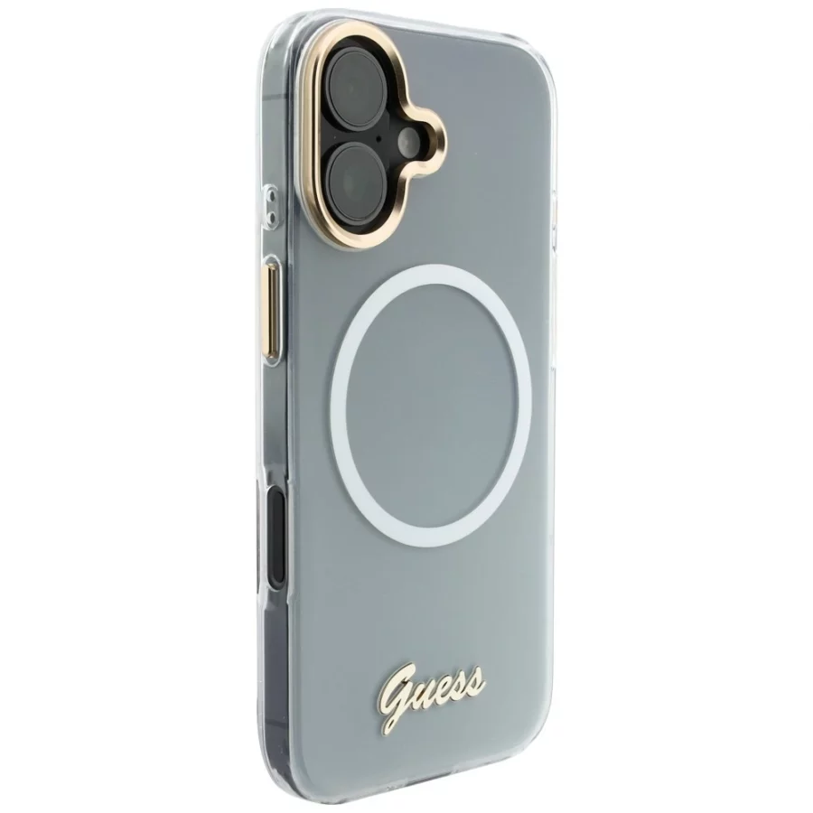 Etui Guess IML Gradient Script Metal MagSafe na iPhone 17 - białe