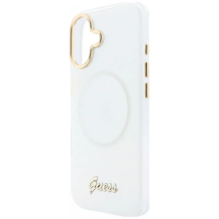 Etui Guess IML Gradient Script Metal MagSafe na iPhone 17 - białe