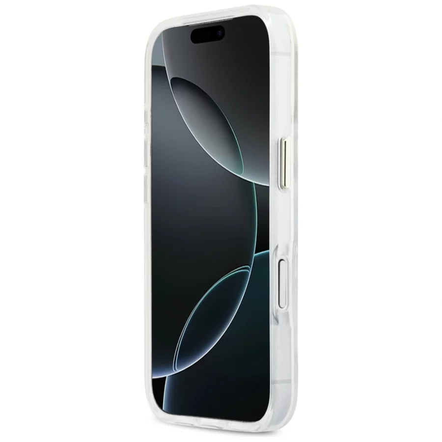 Etui Guess IML Gradient Script Metal MagSafe na iPhone 17 Pro - białe