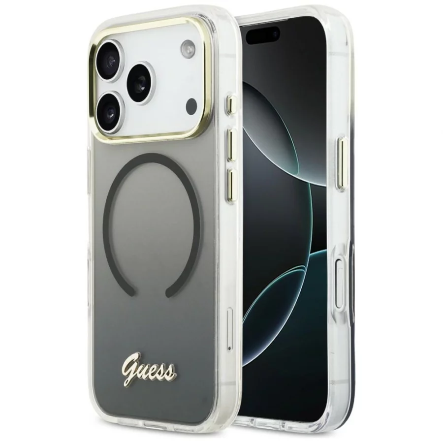 Etui Guess IML Gradient Script Metal MagSafe na iPhone 17 Pro Max - czarne