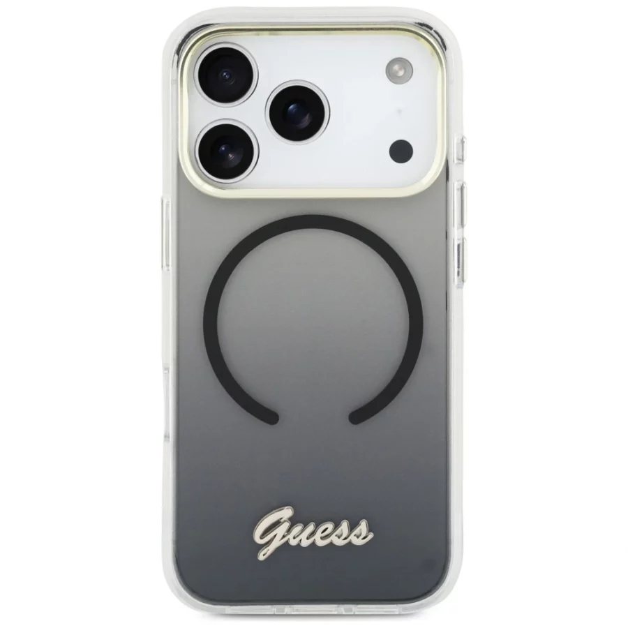 Etui Guess IML Gradient Script Metal MagSafe na iPhone 17 Pro Max - czarne