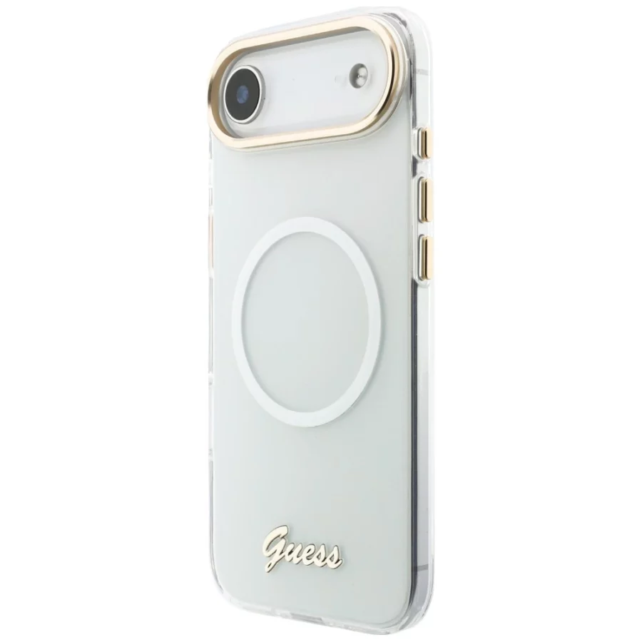 Etui Guess IML Gradient Script Metal MagSafe na iPhone Air - białe