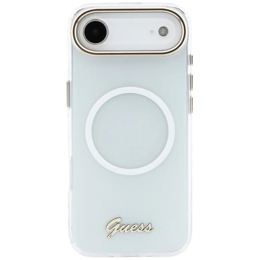 Etui Guess IML Gradient Script Metal MagSafe na iPhone Air - białe
