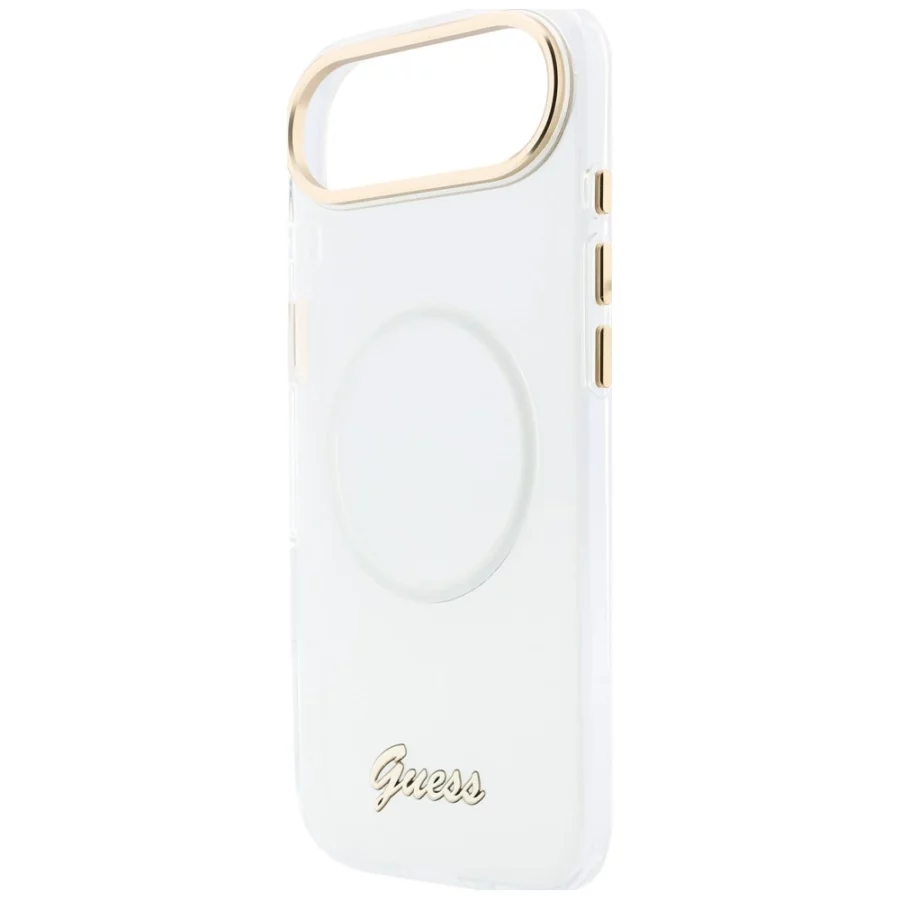 Etui Guess IML Gradient Script Metal MagSafe na iPhone Air - białe