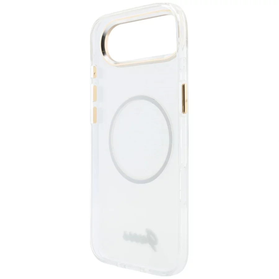 Etui Guess IML Gradient Script Metal MagSafe na iPhone Air - białe