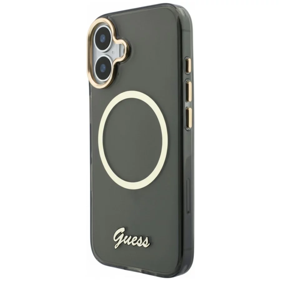 Etui Guess IML Script Metal MagSafe na iPhone 17 - czarne