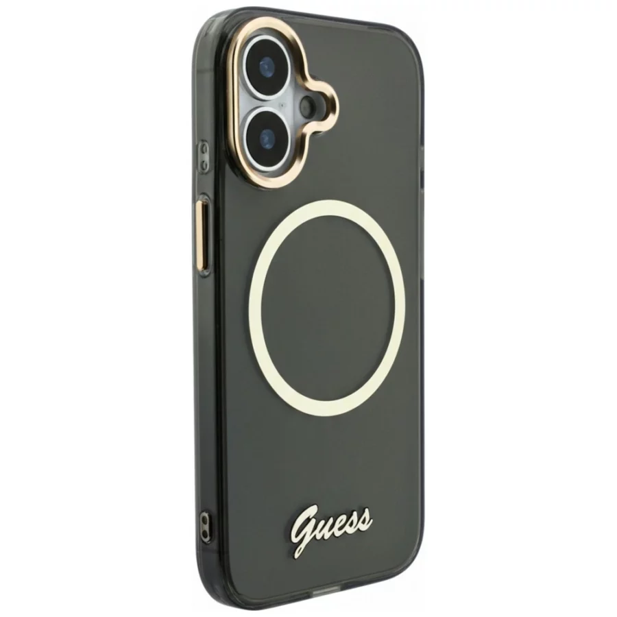 Etui Guess IML Script Metal MagSafe na iPhone 17 - czarne