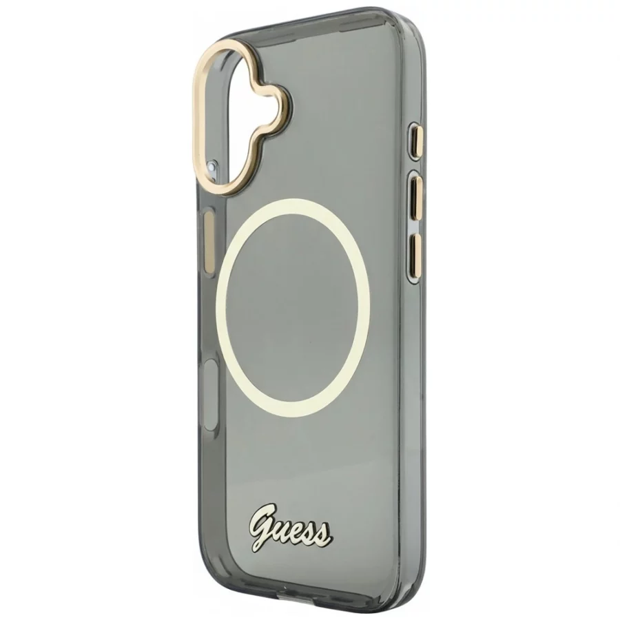 Etui Guess IML Script Metal MagSafe na iPhone 17 - czarne