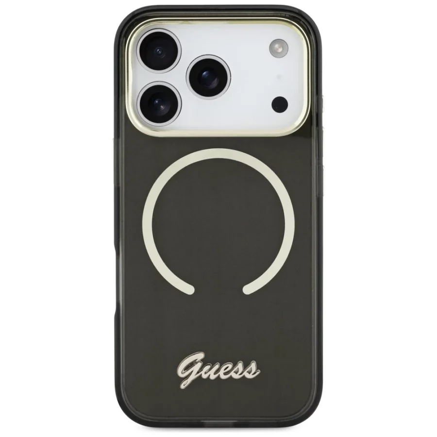 Etui Guess IML Script Metal MagSafe na iPhone 17 Pro - czarne