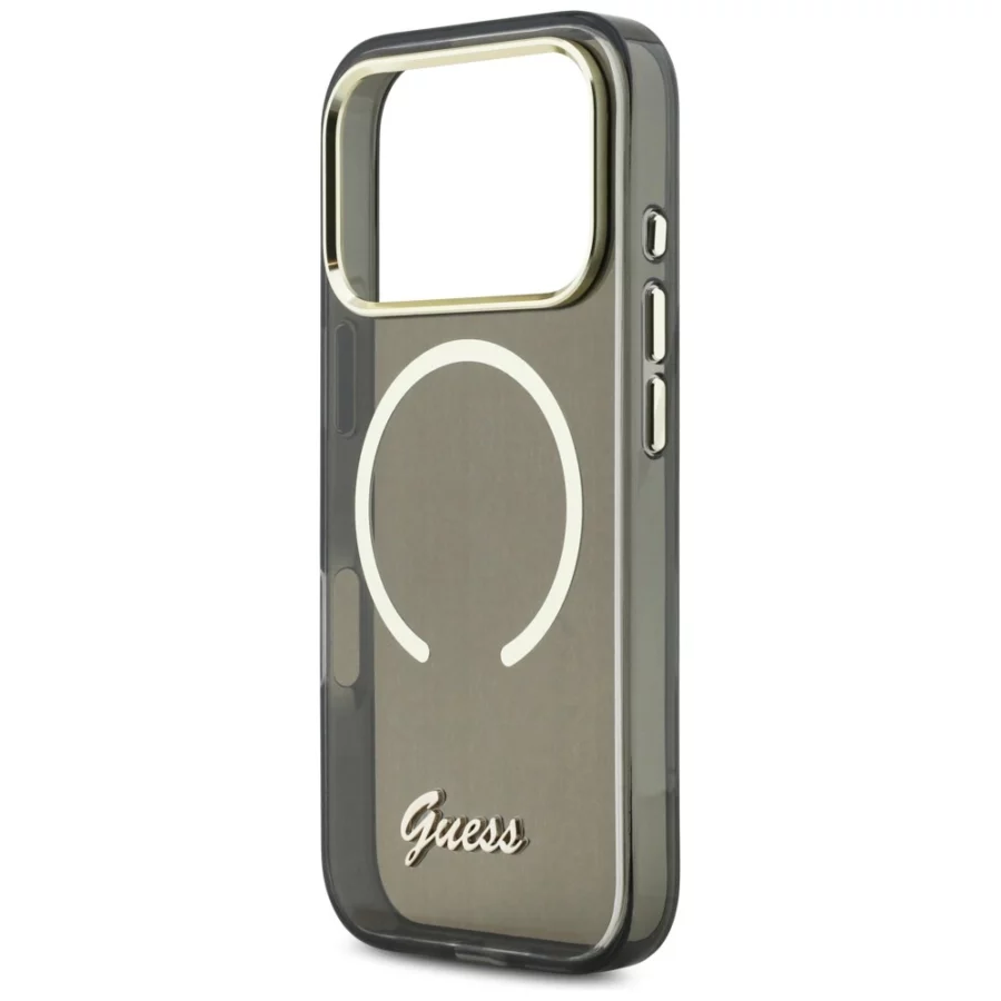 Etui Guess IML Script Metal MagSafe na iPhone 17 Pro - czarne