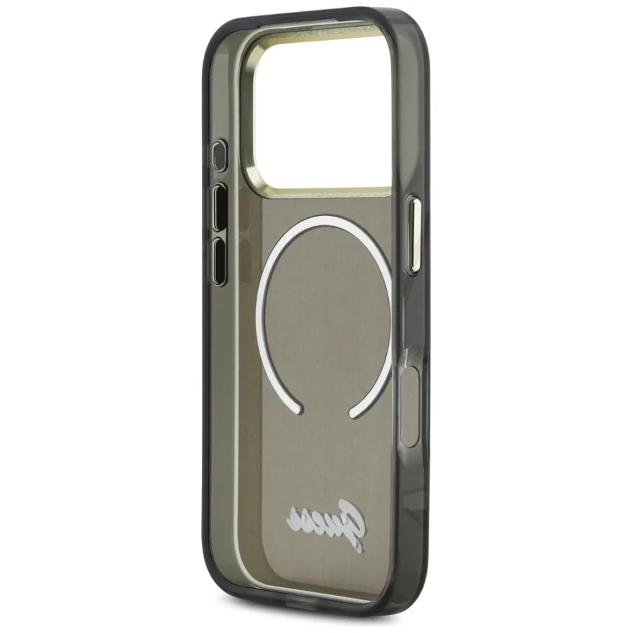 Etui Guess IML Script Metal MagSafe na iPhone 17 Pro - czarne