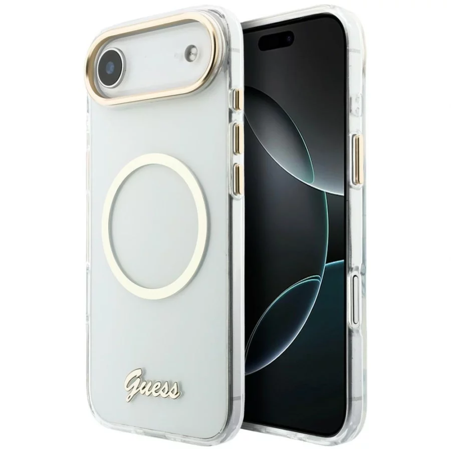 Etui Guess IML Script Metal MagSafe na iPhone Air - przezroczyste