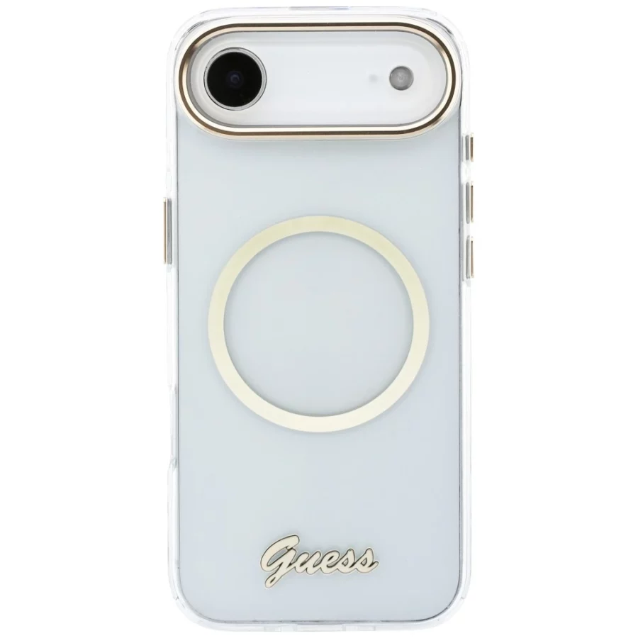 Etui Guess IML Script Metal MagSafe na iPhone Air - przezroczyste