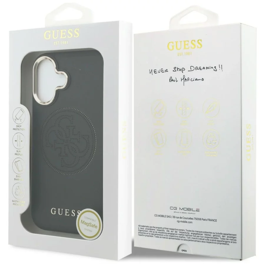 Etui Guess Perforated 4G MagSafe na iPhone 17 - czarne