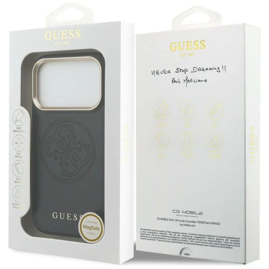 Etui Guess Perforated 4G MagSafe na iPhone 17 Pro Max - czarne