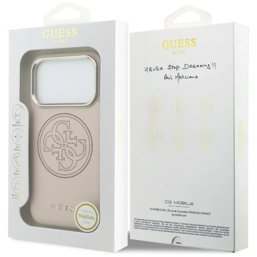 Etui Guess Perforated 4G MagSafe na iPhone 17 Pro Max - różowe