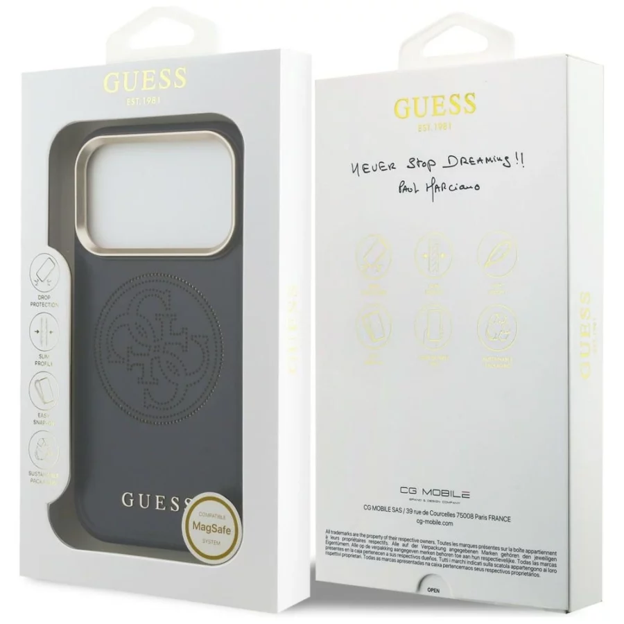 Etui Guess Perforated 4G MagSafe na iPhone 17 Pro - niebieskie