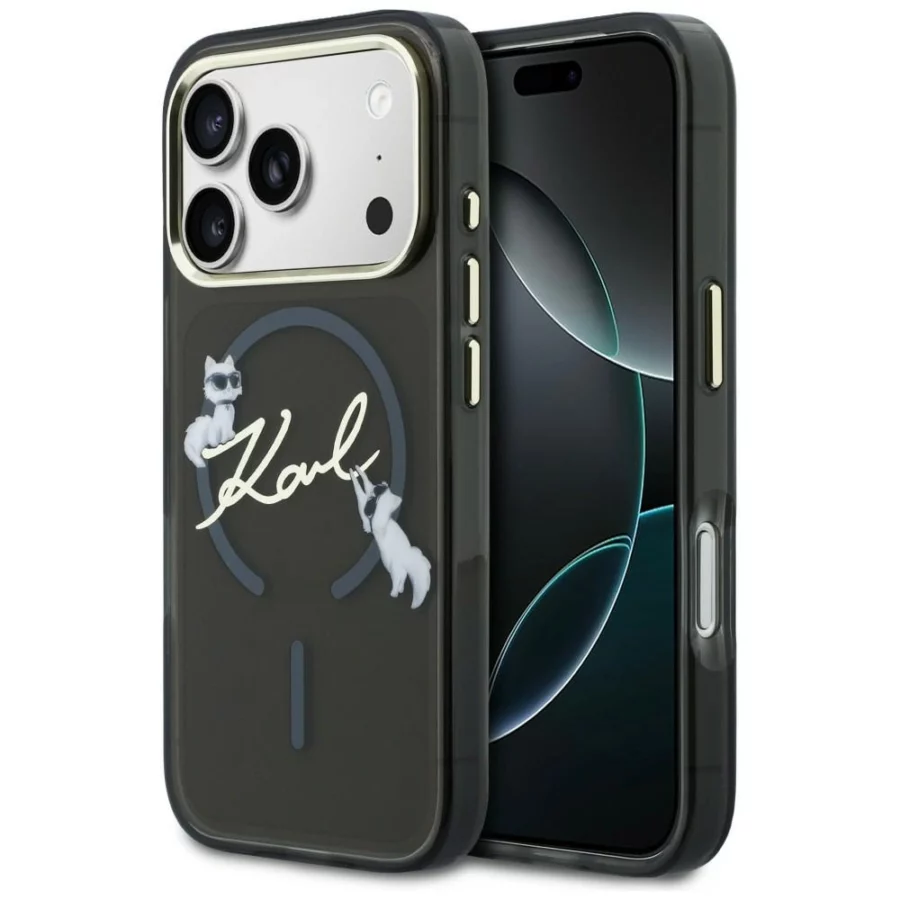 Etui Karl Lagerfeld IML Choupettes Karl  Script Logo MagSafe na iPhone 17 Pro - czarne