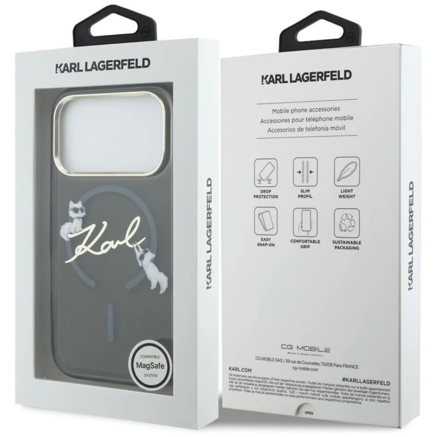 Etui Karl Lagerfeld IML Choupettes Karl  Script Logo MagSafe na iPhone 17 Pro - czarne