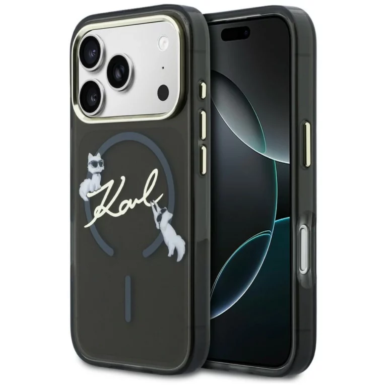 Etui Karl Lagerfeld IML Choupettes Karl  Script Logo MagSafe na iPhone 17 Pro Max - czarne