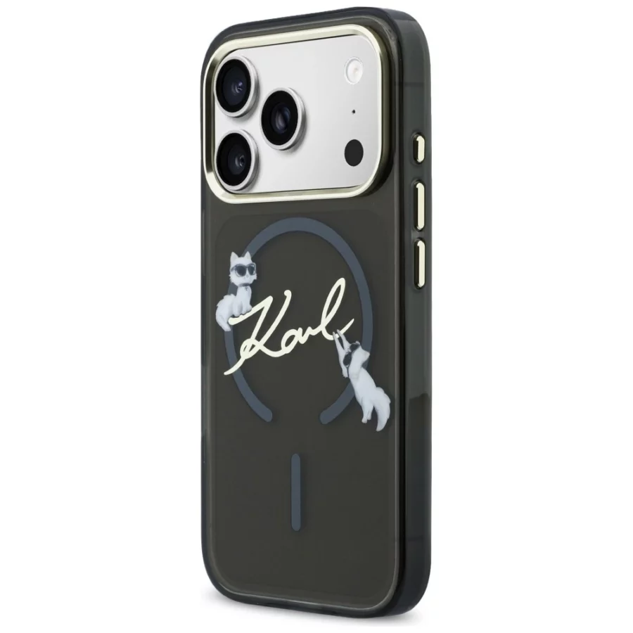 Etui Karl Lagerfeld IML Choupettes Karl  Script Logo MagSafe na iPhone 17 Pro Max - czarne