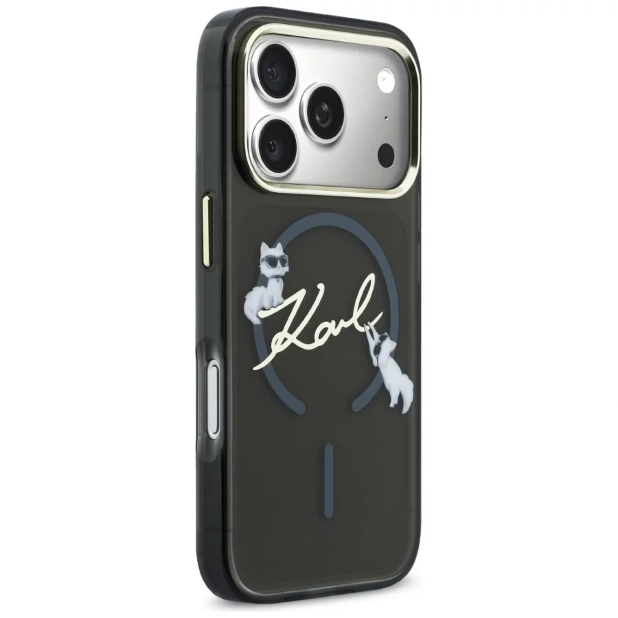 Etui Karl Lagerfeld IML Choupettes Karl  Script Logo MagSafe na iPhone 17 Pro Max - czarne