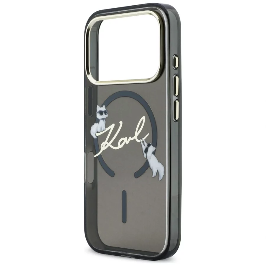 Etui Karl Lagerfeld IML Choupettes Karl  Script Logo MagSafe na iPhone 17 Pro Max - czarne
