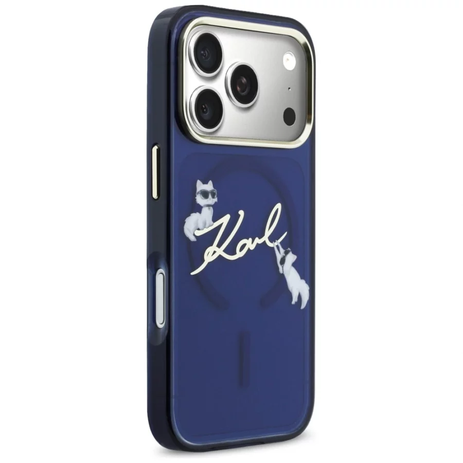Etui Karl Lagerfeld IML Choupettes Karl  Script Logo MagSafe na iPhone 17 Pro Max - niebieskie