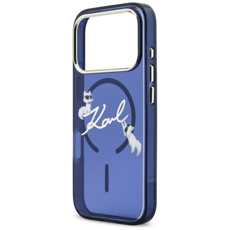 Etui Karl Lagerfeld IML Choupettes Karl  Script Logo MagSafe na iPhone 17 Pro Max - niebieskie