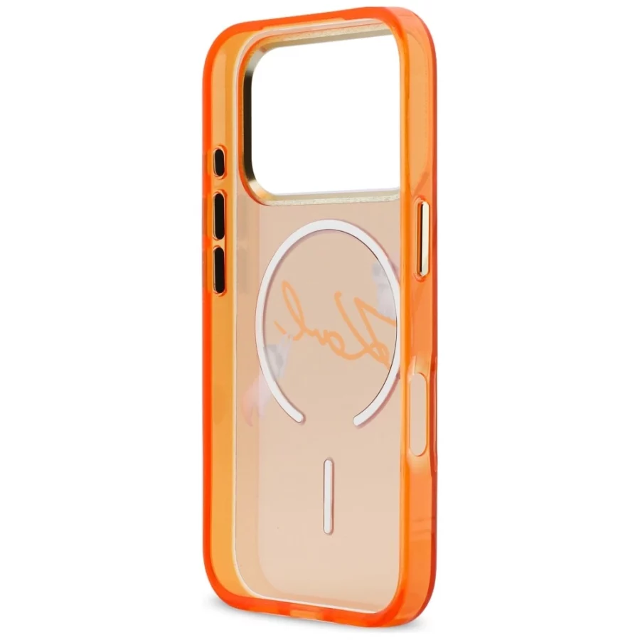 Etui Karl Lagerfeld IML Choupettes Karl  Script Logo MagSafe na iPhone 17 Pro Max - pomarańczowe