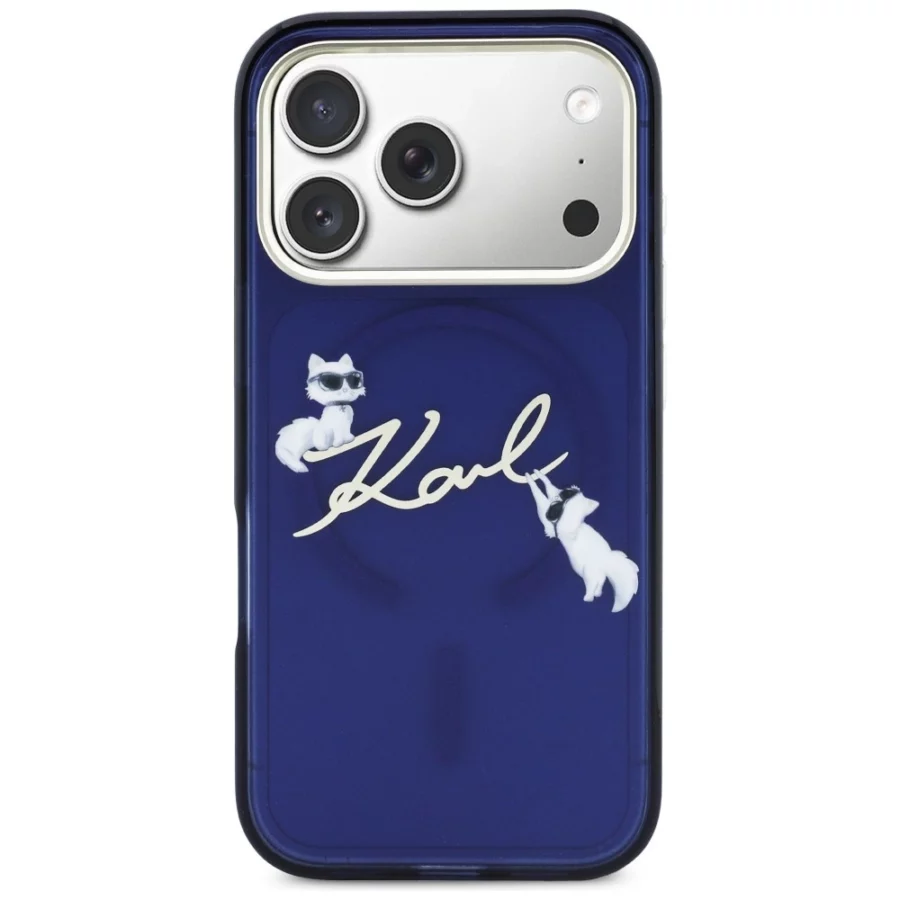 Etui Karl Lagerfeld IML Choupettes Karl  Script Logo MagSafe na iPhone 17 Pro - niebieskie