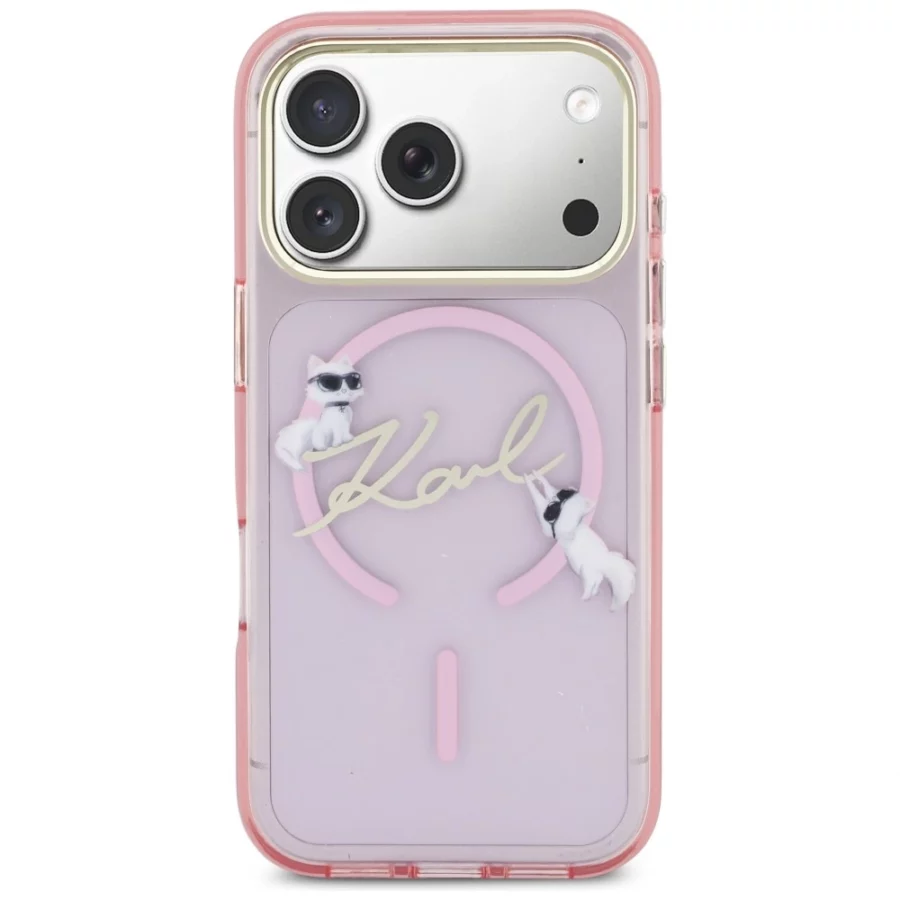 Etui Karl Lagerfeld IML Choupettes Karl  Script Logo MagSafe na iPhone 17 Pro - różowe