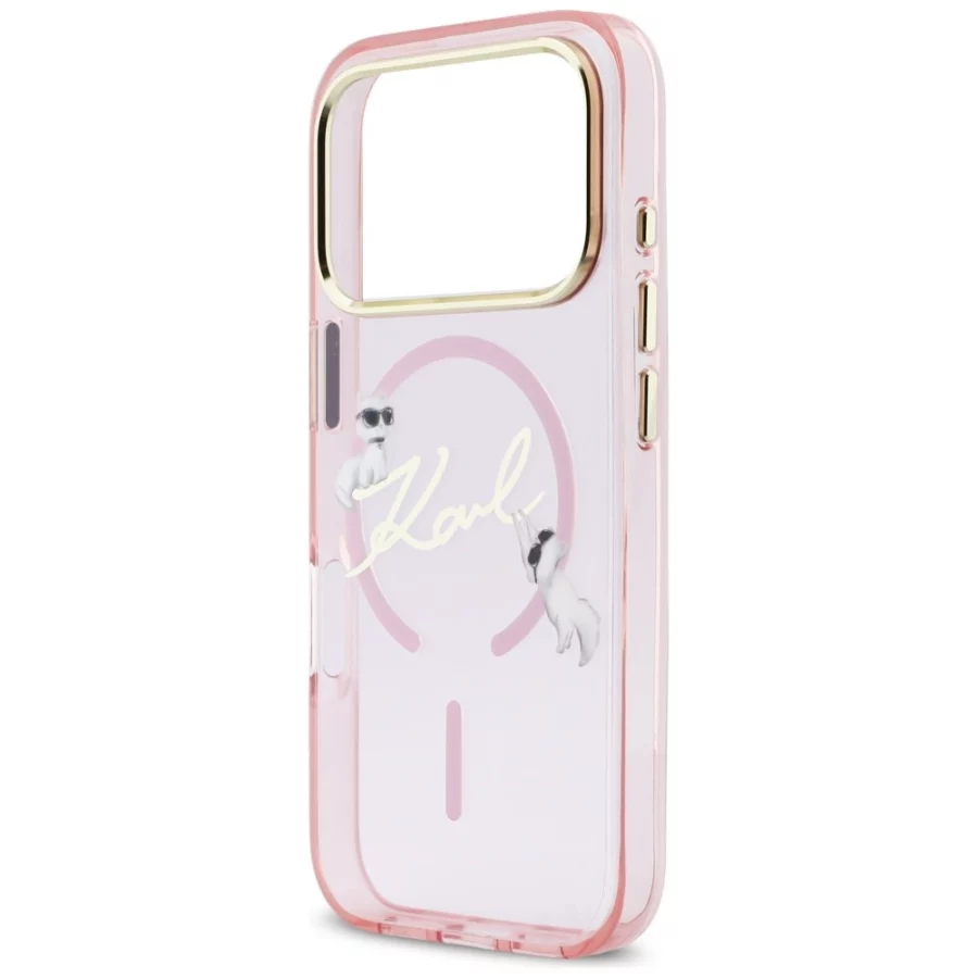 Etui Karl Lagerfeld IML Choupettes Karl  Script Logo MagSafe na iPhone 17 Pro - różowe