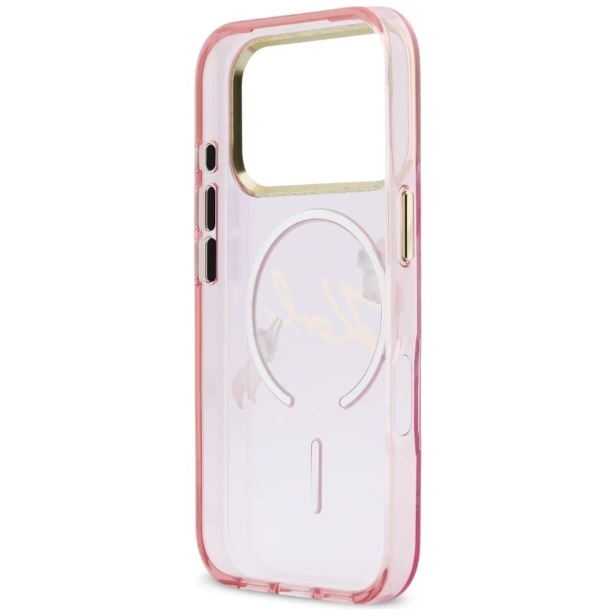 Etui Karl Lagerfeld IML Choupettes Karl  Script Logo MagSafe na iPhone 17 Pro - różowe