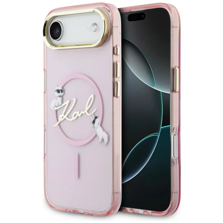 Etui Karl Lagerfeld IML Choupettes Karl  Script Logo MagSafe na iPhone Air - różowe