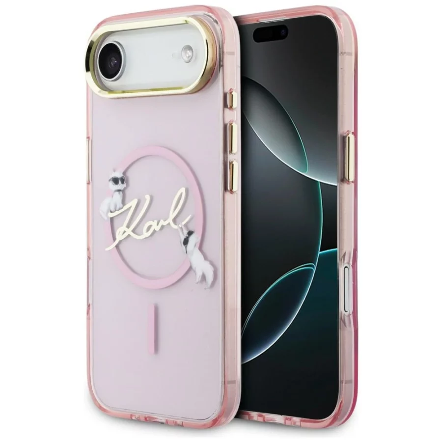 Etui Karl Lagerfeld IML Choupettes Karl  Script Logo MagSafe na iPhone Air - różowe